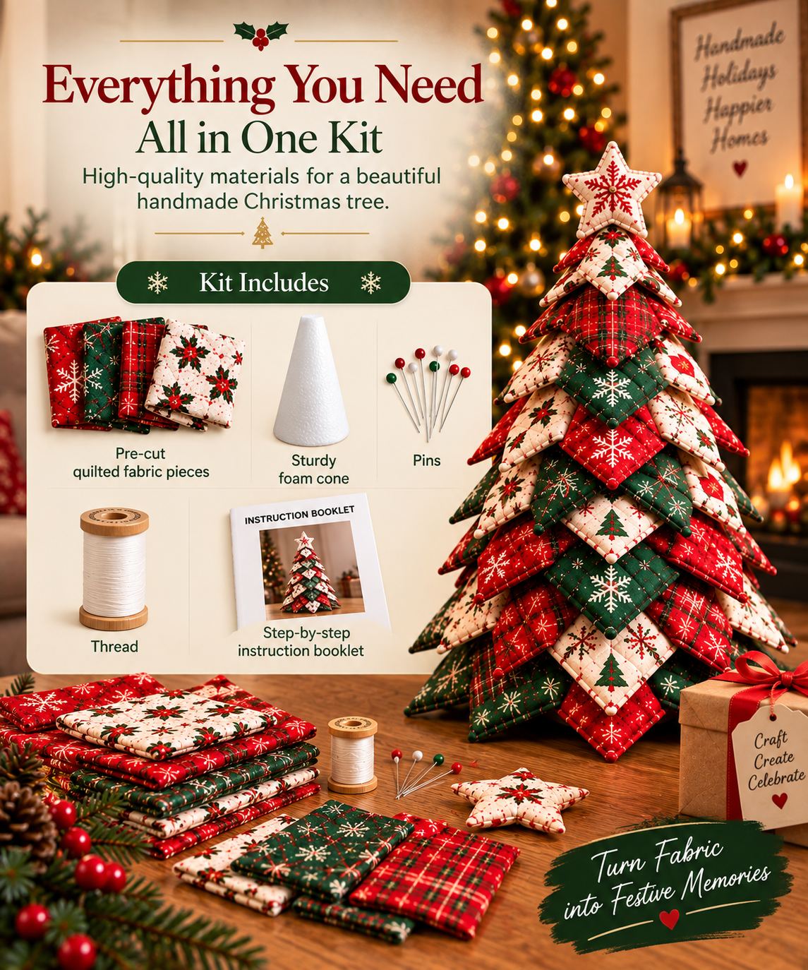 DIY Quilted Santa Christmas Tree Kit 🎄