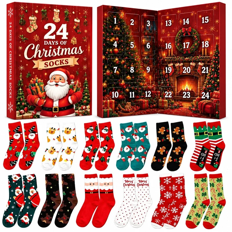 24-Day Christmas Socks Advent Calendar – 12 Pairs