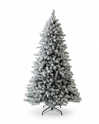 12' King Flock® Artificial Christmas Tree with 1650 Warm White LED Lights