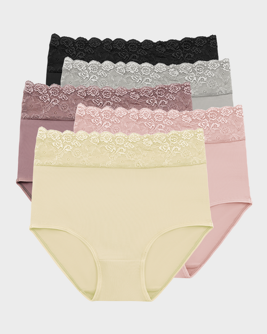 Lace Trim Cotton Hipster Panties (20 Pack)