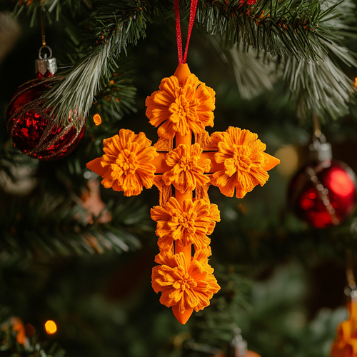 Marigold Cross Mica Ornament NCU0PT118