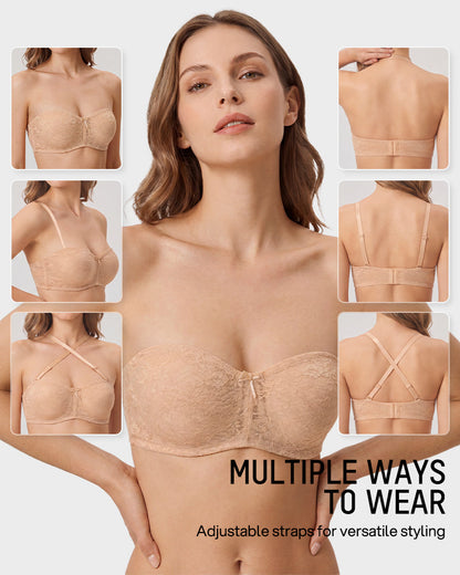 No Slip Strapless Lace Push Up Bra