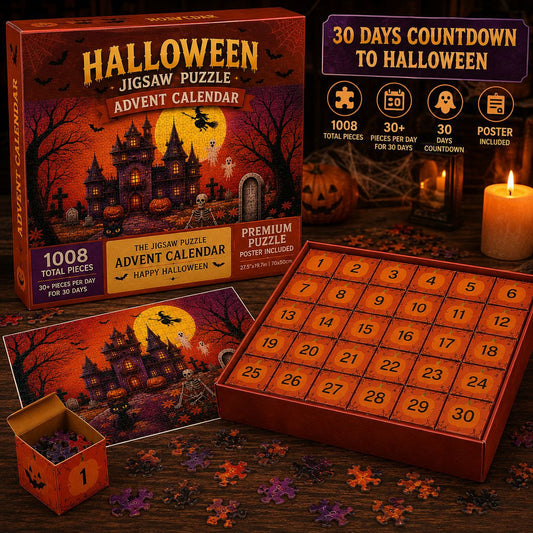 🎃30 Day Countdown Puzzle Box with Haunted House