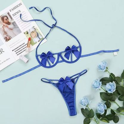 Sexy bow-stringed strapless three-pointed suit