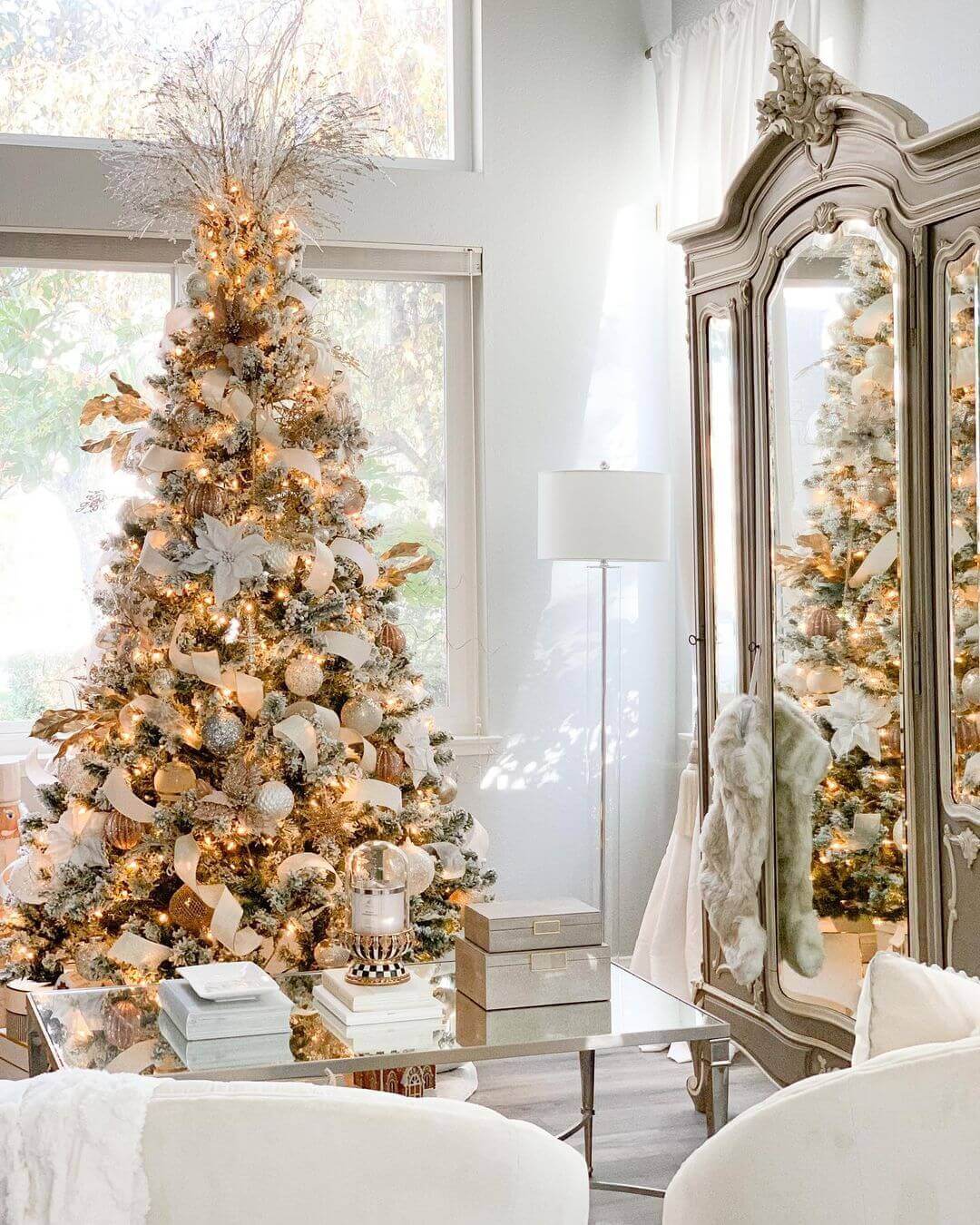 7' Prince Flock® Artificial Christmas Tree with 400 Warm White LED Lights