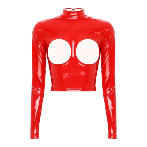 Glossy Leather Crop Top