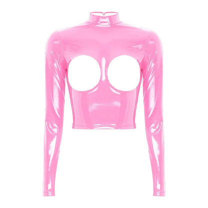Glossy Leather Crop Top