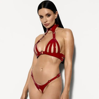 Faux Leather Lingerie Set