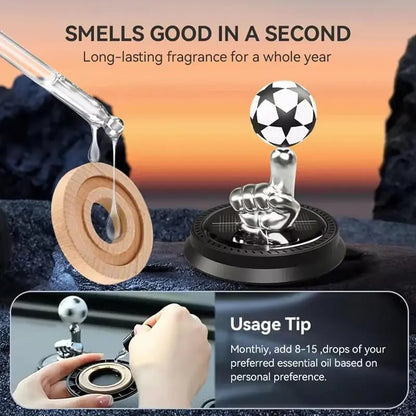 🔥Most Popular in 2026🔥⚽🚗Solar Rotating Football Car Air Freshener & Aromatherapy Diffuser – Reusable Ornament for Car, Office & Home
