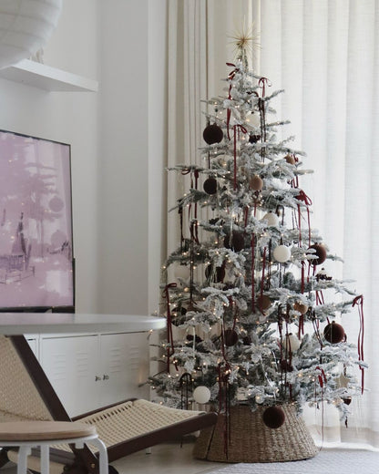 9' King Noble Flock Artificial Christmas Tree with 700 Warm White LED Lights
