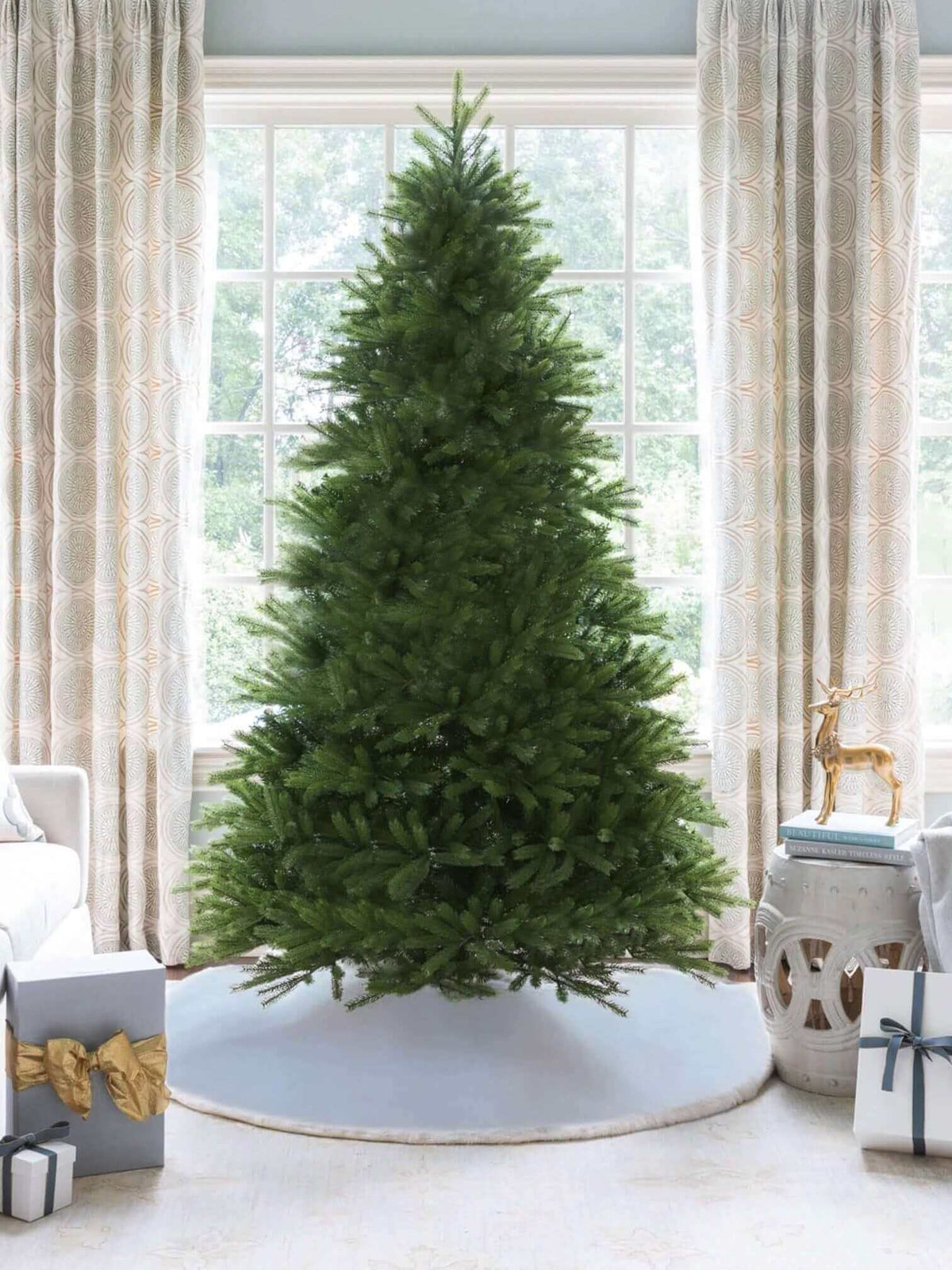 10' King Fraser Fir Artificial Christmas Tree with 2100 Warm White & Multi-Color LED Lights