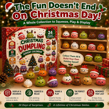Last Day & Limited stock 🎄 24-Day Christmas Mystery Dumpling Squishy Advent Calendar – 24 Mini Surprises