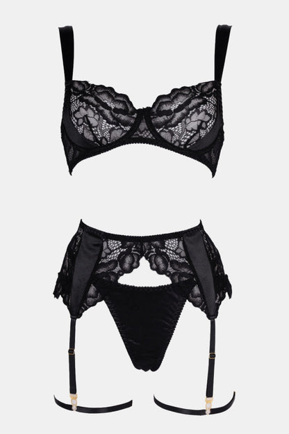 Valora Black Lace Lingerie Set